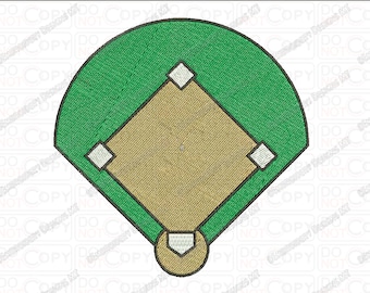 Diseño de bordado de campo de béisbol en tamaños de 3 x 3, 4 x 4 y 5 x 7