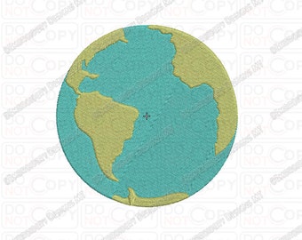 Diseño de bordado Earth World Globe en tamaños 2x2 3x3 4x4 y 5x7