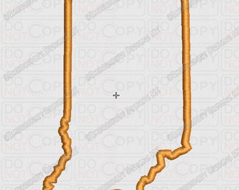Indiana State Applique Embroidery Design in 4x4 and 5x7 Sizes