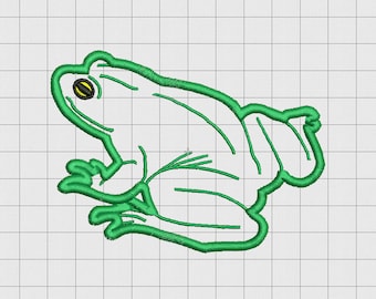 Frog Real Applique Embroidery Design in 3x3 4x4 and 5x5 Sizes
