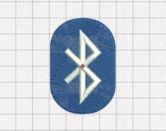 Bluetooth Symbol Mini Stickdatei in den Größen 1x2,5cm, 3x7,5cm