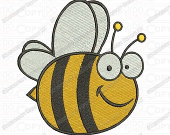 Happy Bumble Bee Flying Wings Full Stitch Embroidery Design in 2x2 3x3 4x4 and 5x7 Sizes