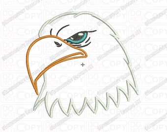 Diseño de bordado apliques De 3x3 4x4 y 5x7 de Bald Eagle Head en tamaños 3x3 4x4 y 5x7