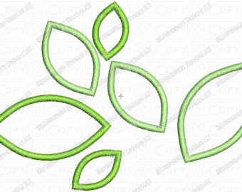 Desenho de bordado de apliques de folhas de primavera nos tamanhos 4x4 e 5x7