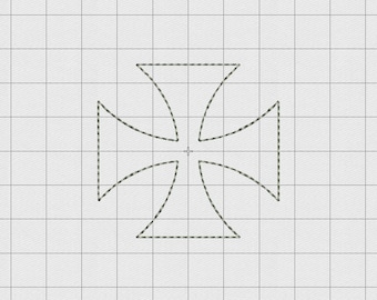 Desenho de bordado de feltro Cross Pattée nos tamanhos 0,5" 0,75" 1" 1,5" e 2"