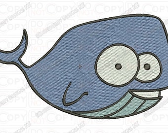 Goofy Whale Embroidery Design in 3x3 4x4 and 5x7 Sizes