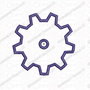 Puede incluir: Un diseño de engranaje morado con un elemento circular central. El engranaje presenta una serie de dientes puntiagudos alrededor de su perímetro. Esta ilustración simple y limpia es adecuada para diversas aplicaciones.