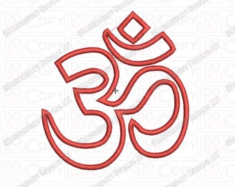 Om Hindu Hinduism Religious Symbol Applique Embroidery Design in 3x3 4x4 and 5x7 Sizes