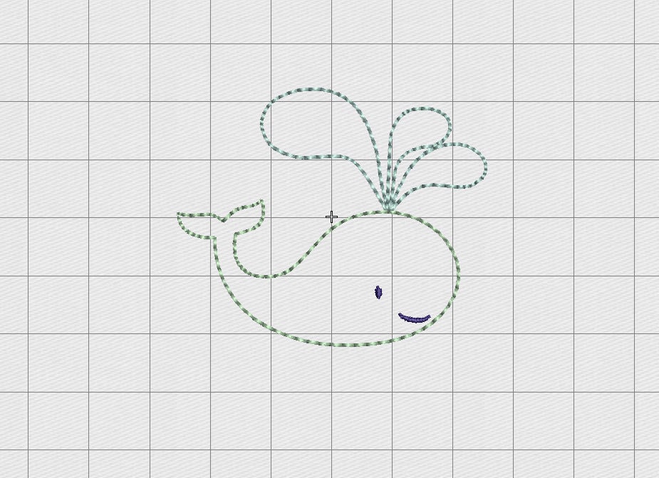 Whale with Spout Felt Embroidery Design in 1" 1.5" and 2" Sizes