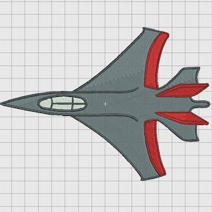 Jet Fighter F-18 Style Airplane Embroidery Design in 3x3 4x4 5x7 and 6x10 Sizes