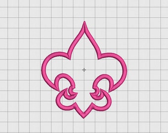 Fleur De Lis 1 Layer Applique Embroidery Design in 3x3 4x4 5x5 and 6x6 Sizes