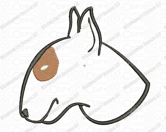 Bull Terrier Head Dog Puppy Canine Applique Embroidery Design in 3x3 4x4 and 5x7 Sizes