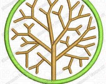 Round Tree Applique Embroidery Design in 4x4 and 5x7 Sizes