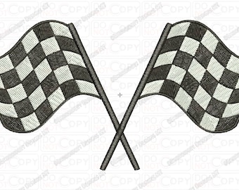 Diseño de bordado de banderas a cuadros en tamaños 2x2, 3x3, 4x4 y 5x7