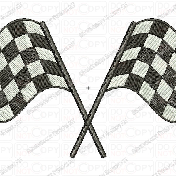 Checkered Flags Embroidery Design in 2x2 3x3 4x4 and 5x7 Sizes