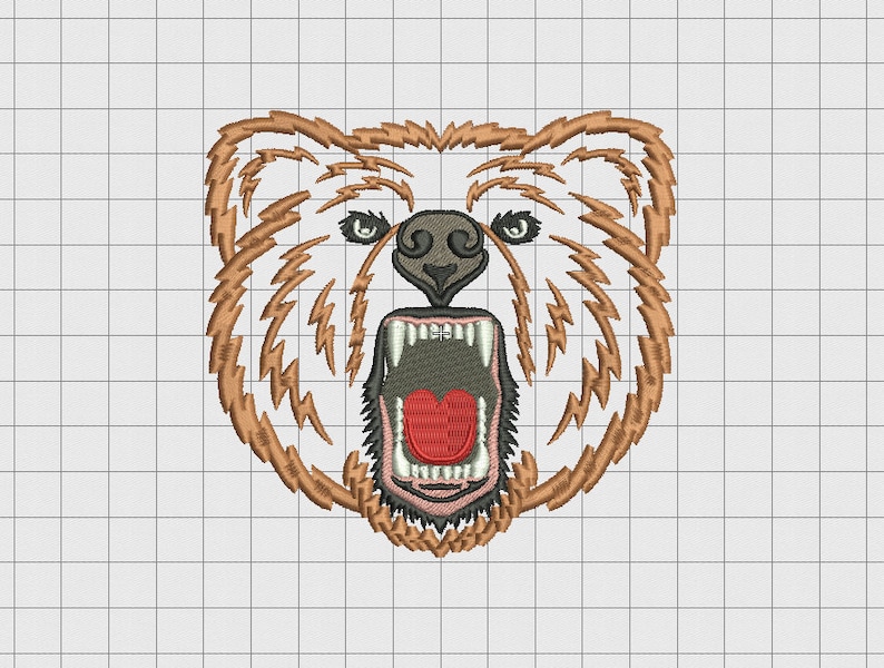 Bear angry grizzly face applique embroidery design in 3x3 4x4  etsy Bear angry grizzly face applique embroidery design in 3x3 4x4  etsy