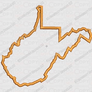 Broderidesign med applikationer för delstaten West Virginia i storlekarna 4x4 och 5x7