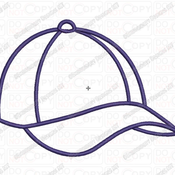 Baseball Hat Applique Embroidery Design in 3x3 4x4 and 5x7 Sizes