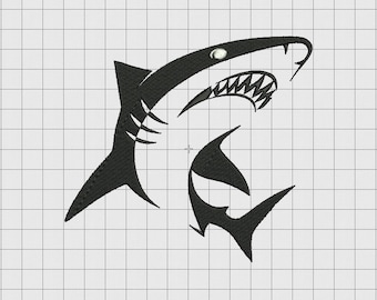 Shark Outline Embroidery Design in 3x3 4x4 5x5 and 6x6 Sizes