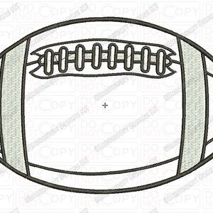 May include: A black and white outline of an American football. The laces are visible on the football.