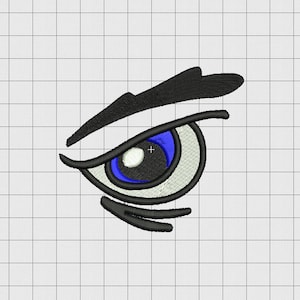 Angry Eye Eyeball Full Stitch Embroidery Design in 1x1 2x2 3x3 and 4x4 Sizes
