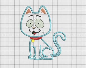 Katze Roter Kragen Applikation Stickdatei in den Größen 4x4 5x5 und 6x6 zum Sticken