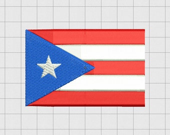 Puerto Rico Country Flag Embroidery Design in 2x2 3x3 4x4 and 5x7 Sizes