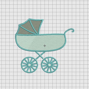 Borduurontwerp kinderwagen in de maten 3 x 3, 4 x 4, 5 x 5 en 6 x 6