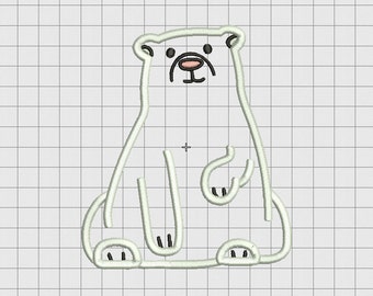 Polar Bear Applique Embroidery Design in 3x3 4x4 5x5 and 6x6 Sizes