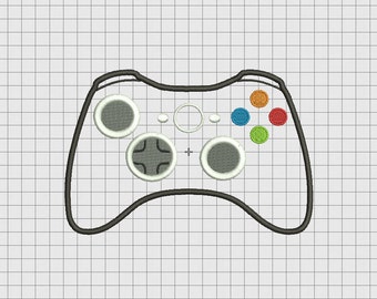 Video Game Controller Microsoft XBox 360 Style Applique Embroidery Design in 4x4 and 5x7 Sizes