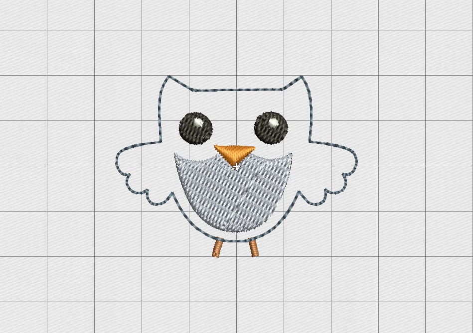 Owl Wings Out Felt Embroidery Design in 1" 1.5" and 2" Sizes