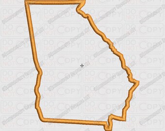 Georgia State Applique Embroidery Design in 4x4 and 5x7 Sizes