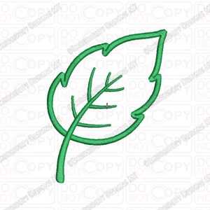 Puede incluir: Un simple contorno verde de una hoja con un tallo y venas.