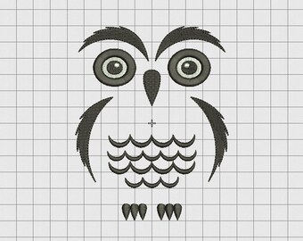 Diseño de bordado de punto completo sin contorno de búho en tamaños de 3 x 3, 4 x 4, 5 x 5 y 6 x 6