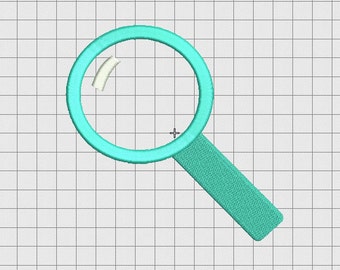 Magnifying Glass Applique Embroidery Design in 3x3 4x4 5x5 and 6x6 Sizes