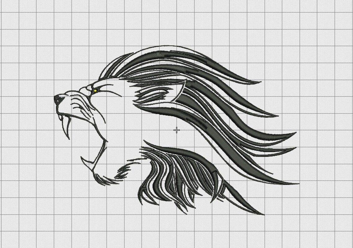 Lion Roar Detailed Outline Embroidery Design in 4x4 5x5 6x6 - Etsy