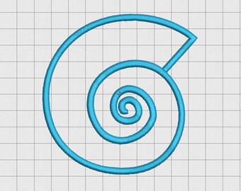 Diseño de apliques de concha fósil para bordar en tamaños de 3 x 3, 4 x 4 y 5 x 5