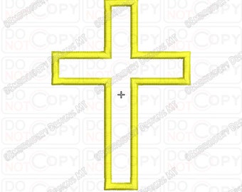 Christian Cross Jesus Christianity Applique Embroidery Design in 2x2 3x3 4x4 and 5x7 Sizes