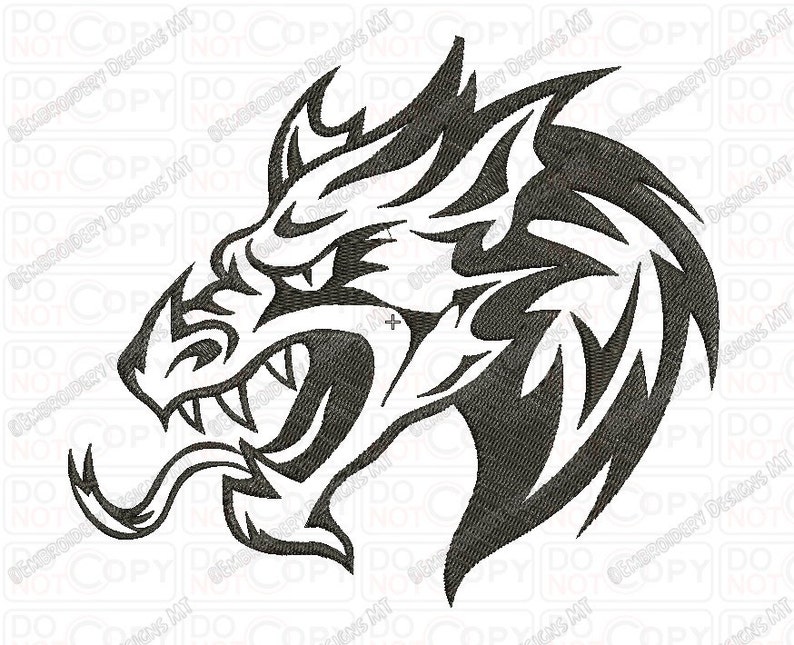 Chinese Dragon Head Tattoo Style Embroidery Design in 3x3 4x4 | Etsy