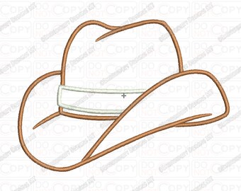 Cowboy Hat 2 Layer Applique Embroidery Design en tamaños 3x3 4x4 y 5x7