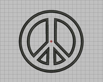 Peace Sign Applique Embroidery Design in 3x3 4x4 5x5 and 6x6 Sizes