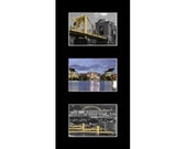 Pittsburgh Heintz Field Stadium and Yellow bridges triptich Free Matting