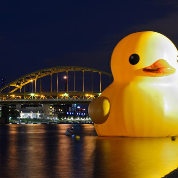 Giant Yellow Duck by the Point, Downtown, Pittsburgh, Pennsylvania, Free Matting