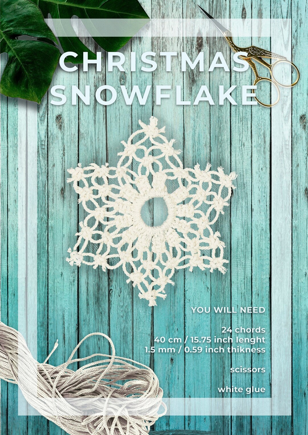 Macrame Snowflake PDF Tutorial for Beginners.(pdf Download by Macrame ...