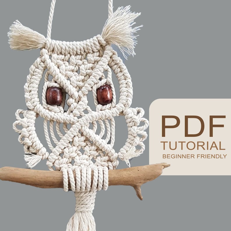 DIY Macrame Owl PDF by Macrame School Step by step guide, beginner friendly image 1