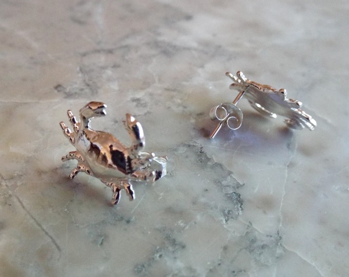 Feeling Crabby Fine SILVER CRAB EARRINGS. Detailed Blue Crab Etsy