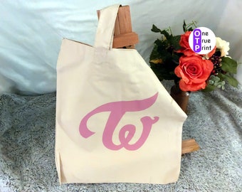 Twice Logo Long Handle Natural Tote Bag