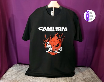 Cyberpunk 2077 Inspired Samurai Logo T Shirt. Sizes from Kids 7-8 upto Adult XXL.