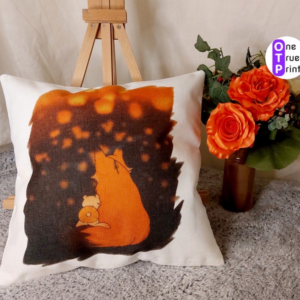 TGCF Hua Cheng and Xie Lian "Lanterns" Fox and Ferret Linen Look Cushion. Heaven Officials Blessing! Hualian