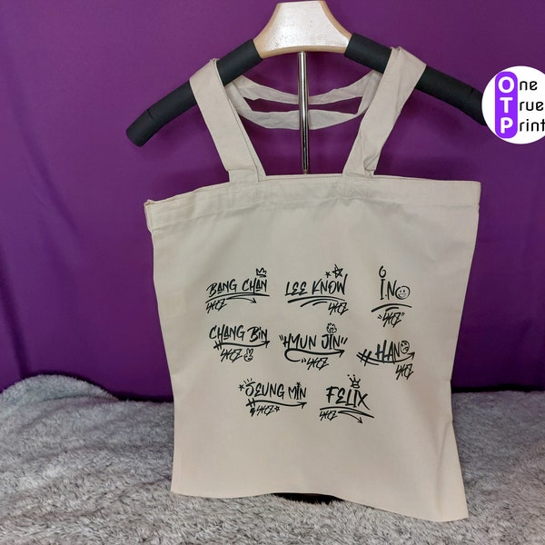 Stray Kids Long Handle Natural Tote Bag